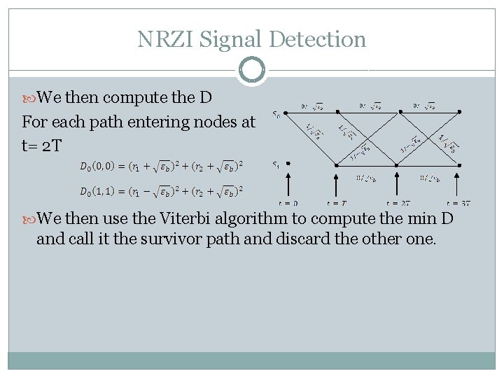 NRZI Signal Detection We then compute the D For each path entering nodes at