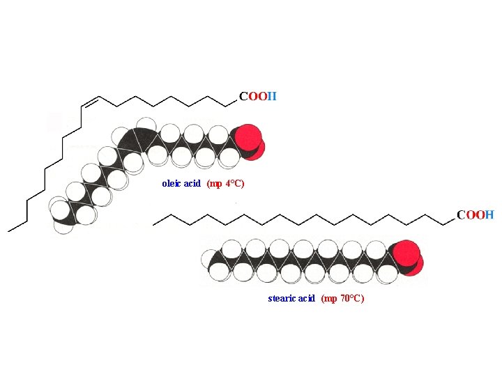 oleic acid (mp 4°C) stearic acid (mp 70°C) 