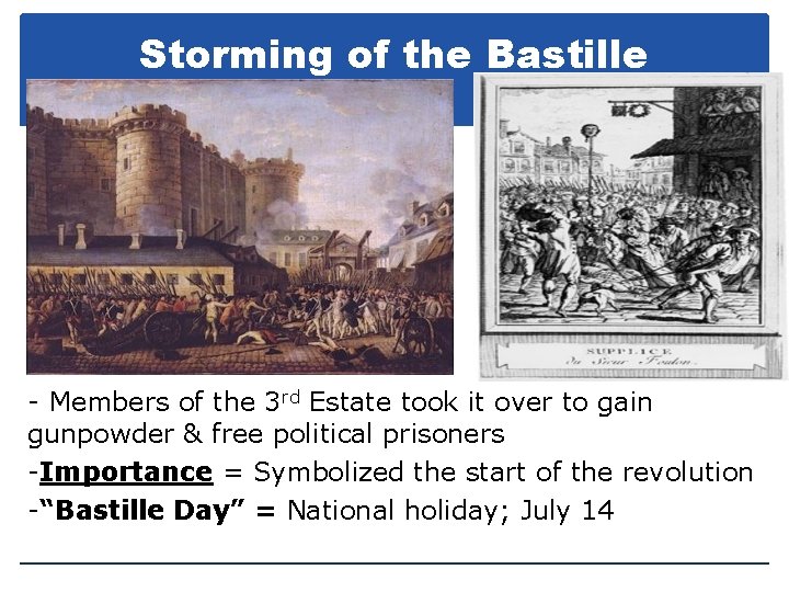 Storming of the Bastille - Members of the 3 rd Estate took it over