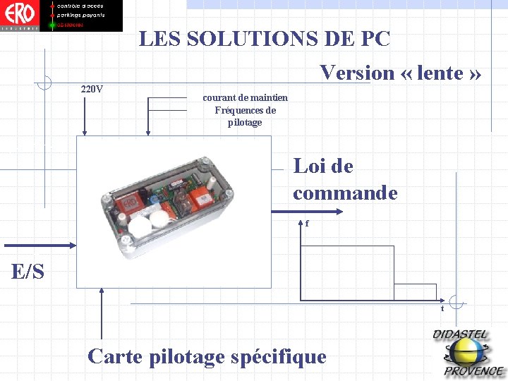 220 V LES SOLUTIONS DE PC Version « lente » courant de maintien Fréquences