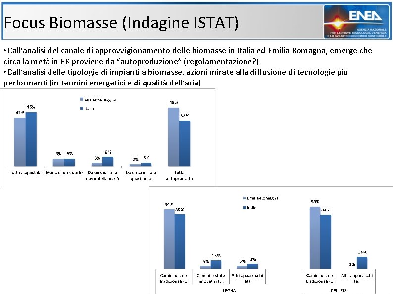 Focus Biomasse (Indagine ISTAT) • Dall’analisi del canale di approvvigionamento delle biomasse in Italia