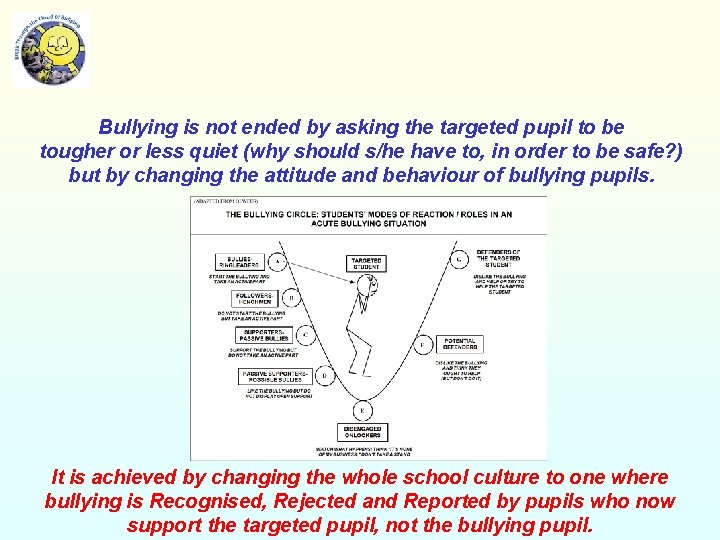 Bullying is not ended by asking the targeted pupil to be tougher or less