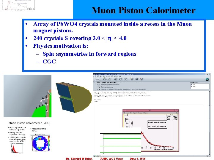 Muon Piston Calorimeter • Array of Pb. WO 4 crystals mounted inside a recess