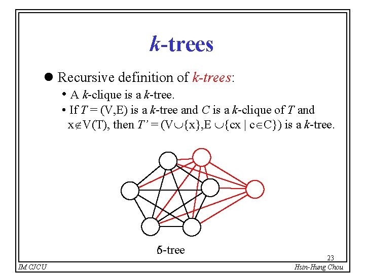 k-trees l Recursive definition of k-trees: • A k-clique is a k-tree. • If