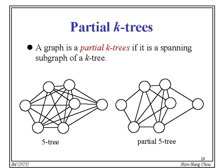 Partial k-trees l A graph is a partial k-trees if it is a spanning