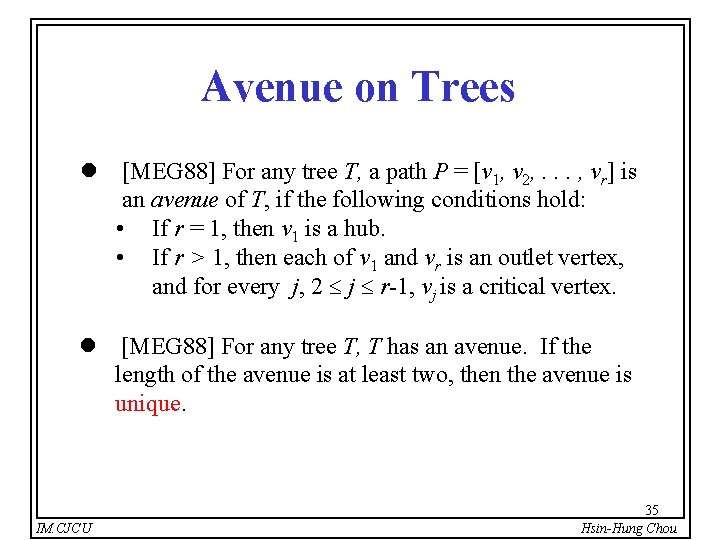 Avenue on Trees l [MEG 88] For any tree T, a path P =