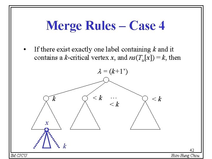 Merge Rules – Case 4 • If there exist exactly one label containing k