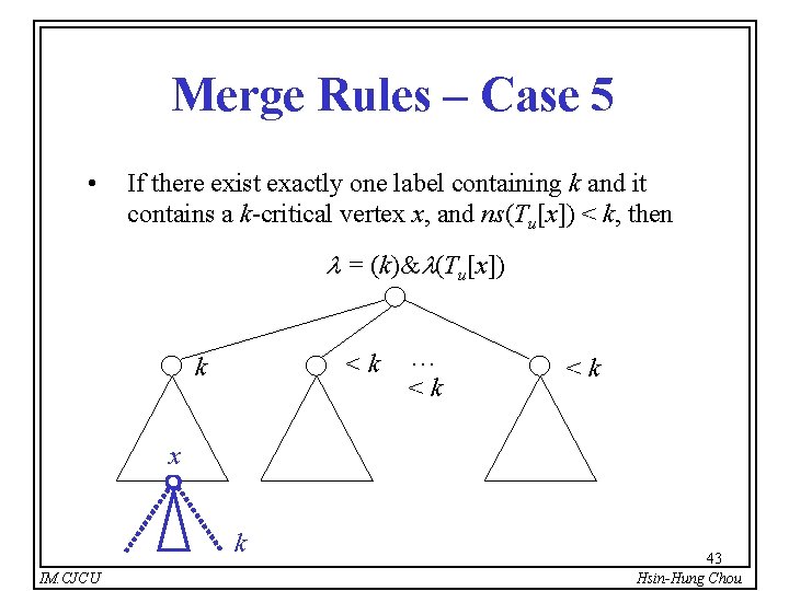 Merge Rules – Case 5 • If there exist exactly one label containing k