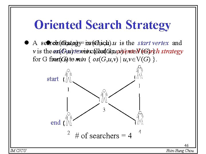 Oriented Search Strategy l A search l os(G, u, v) strategy= in os(G, v,