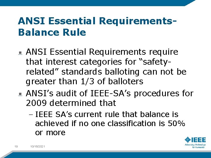 ANSI Essential Requirements. Balance Rule ANSI Essential Requirements require that interest categories for “safetyrelated”