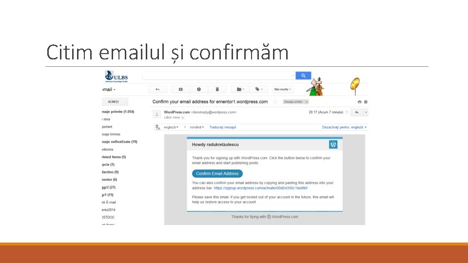 Citim emailul și confirmăm 