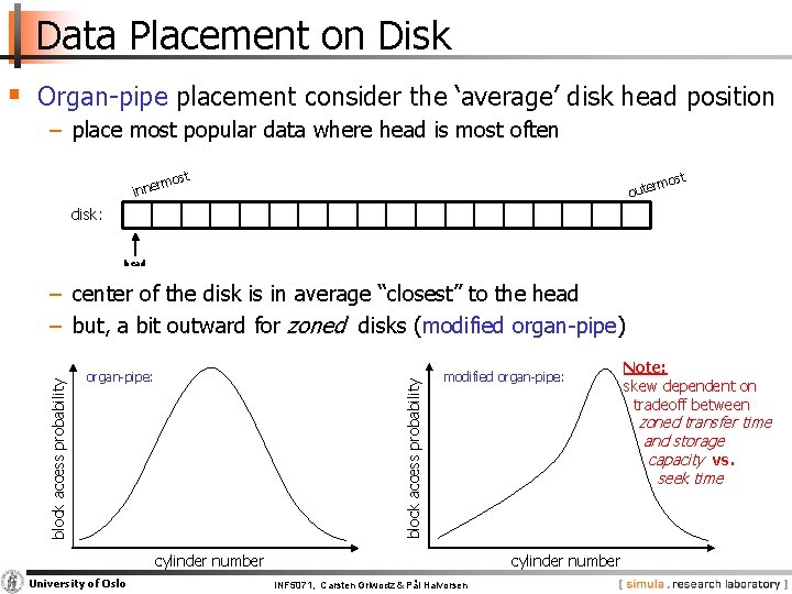 Data Placement on Disk § Organ pipe placement consider the ‘average’ disk head position