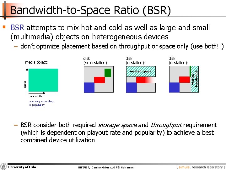 Bandwidth to Space Ratio (BSR) § BSR attempts to mix hot and cold as