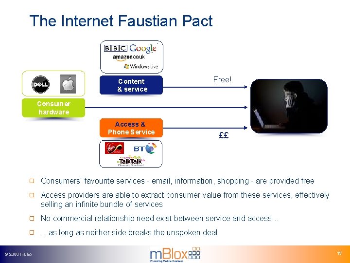The Internet Faustian Pact Content & service Free! Consumer hardware Access & Phone Service