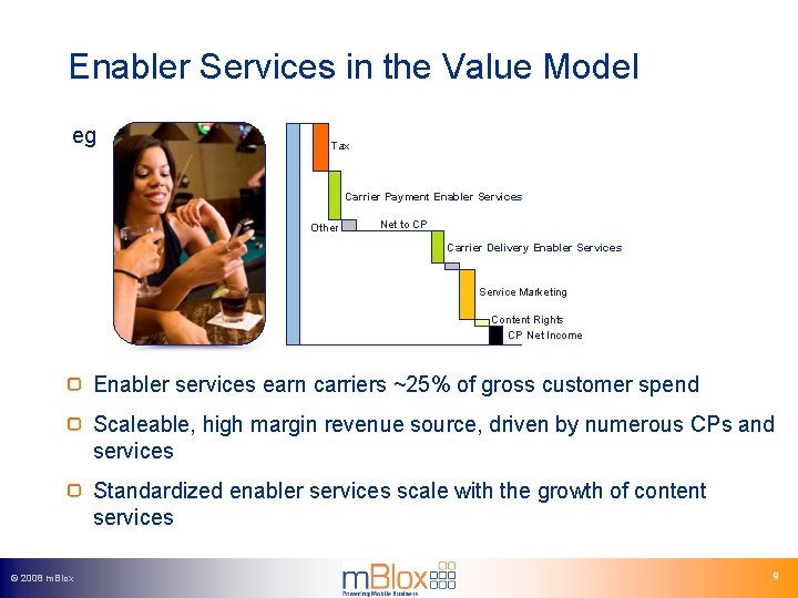 Enabler Services in the Value Model eg Tax Carrier Payment Enabler Services Other Net