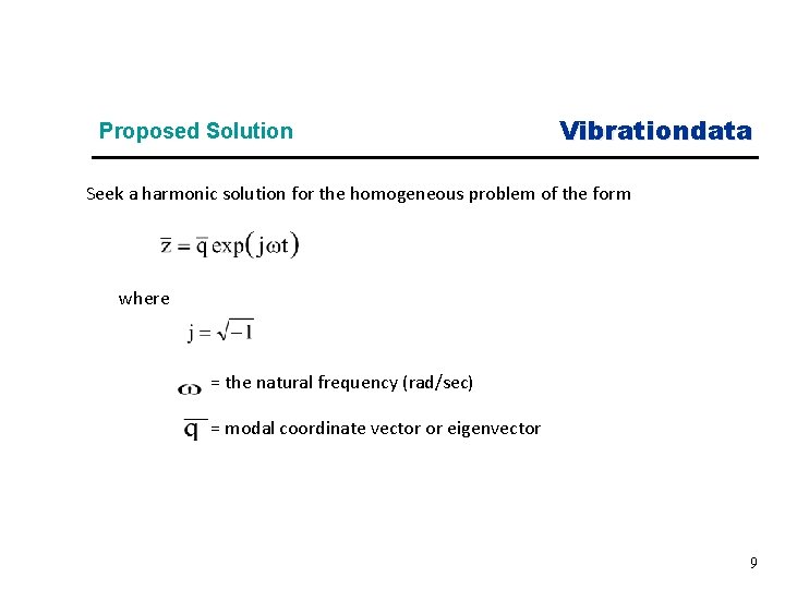 Proposed Solution Vibrationdata Seek a harmonic solution for the homogeneous problem of the form