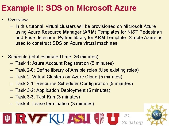 Example II: SDS on Microsoft Azure • Overview – In this tutorial, virtual clusters