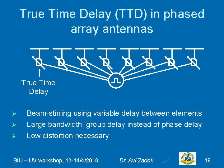 True Time Delay (TTD) in phased array antennas D D D D True Time