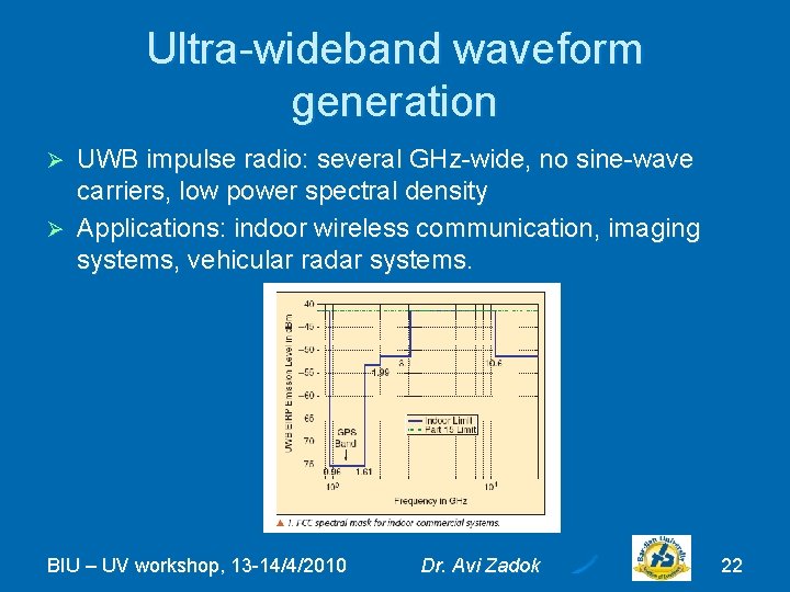 Ultra-wideband waveform generation UWB impulse radio: several GHz-wide, no sine-wave carriers, low power spectral