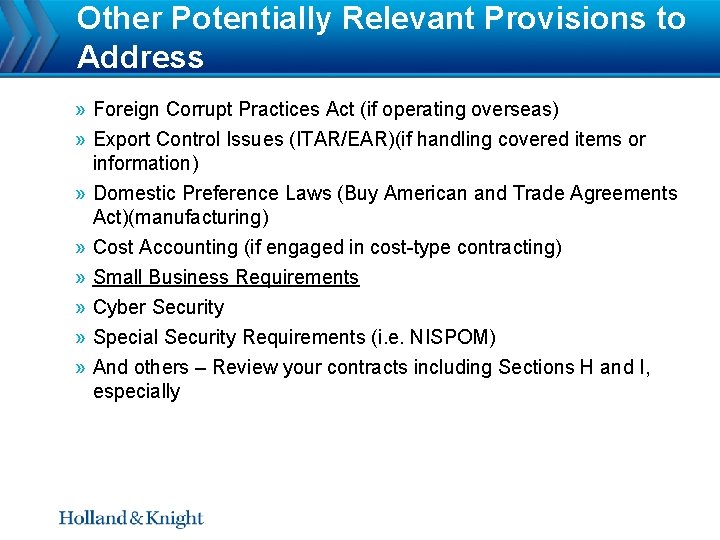 Other Potentially Relevant Provisions to Address » Foreign Corrupt Practices Act (if operating overseas)