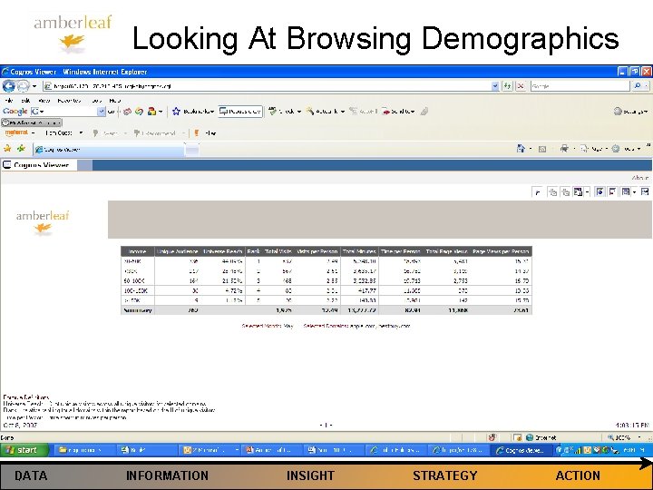 Looking At Browsing Demographics DATA INFORMATION INSIGHT STRATEGY ACTION 