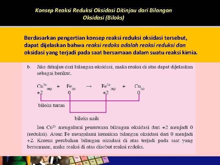 Konsep Reaksi Reduksi Oksidasi Ditinjau dari Bilangan Oksidasi (Biloks) Berdasarkan pengertian konsep reaksi reduksi