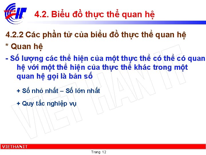 4. 2. Biểu đồ thực thể quan hệ 4. 2. 2 Các phần tử