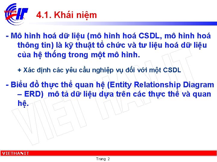 4. 1. Khái niệm - Mô hình hoá dữ liệu (mô hình hoá CSDL,