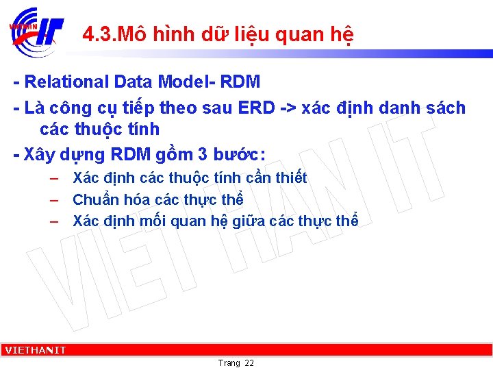 4. 3. Mô hình dữ liệu quan hệ - Relational Data Model- RDM -