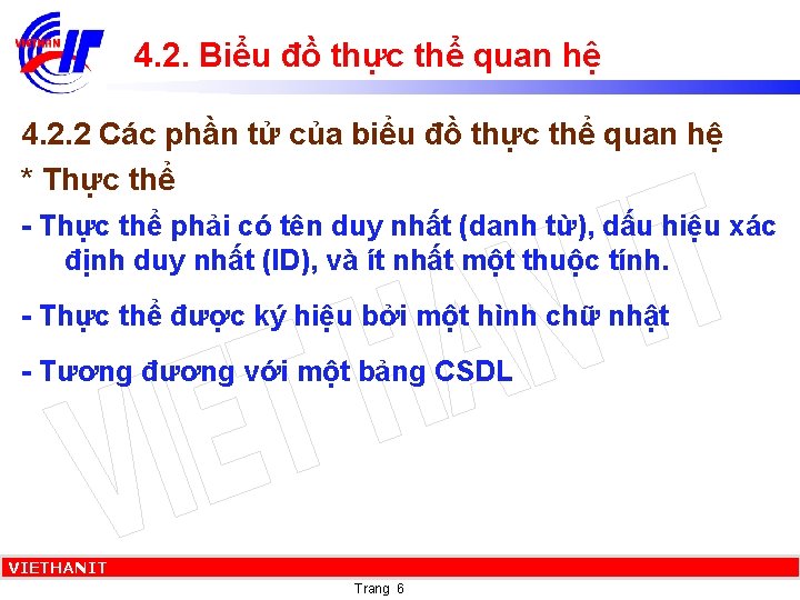 4. 2. Biểu đồ thực thể quan hệ 4. 2. 2 Các phần tử