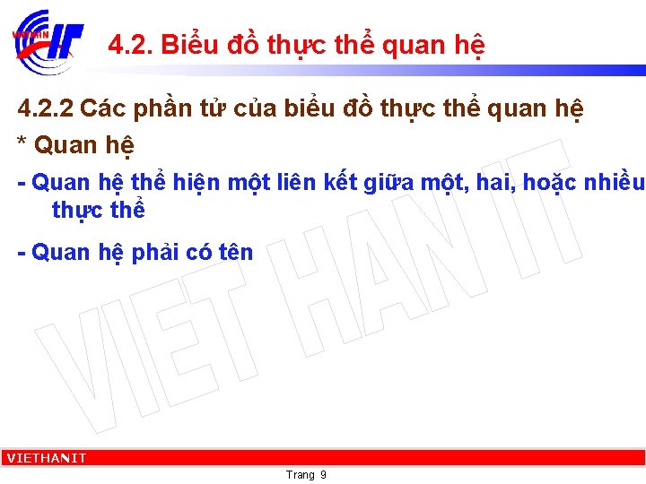 4. 2. Biểu đồ thực thể quan hệ 4. 2. 2 Các phần tử