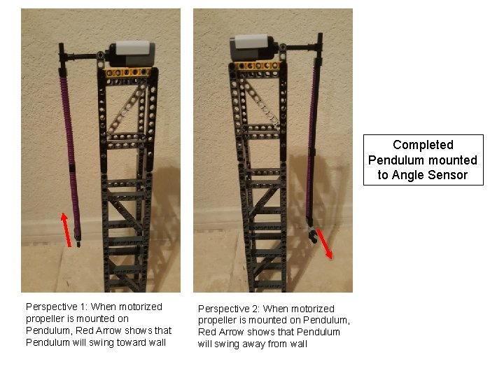 Completed Pendulum mounted to Angle Sensor Perspective 1: When motorized propeller is mounted on