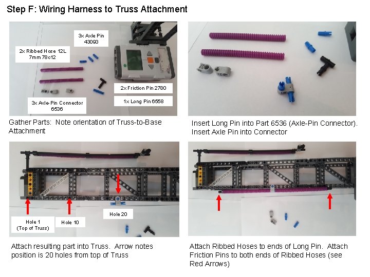 Step F: Wiring Harness to Truss Attachment 3 x Axle Pin 43093 2 x