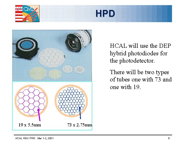 HPD HCAL will use the DEP hybrid photodiodes for the photodetector. There will be