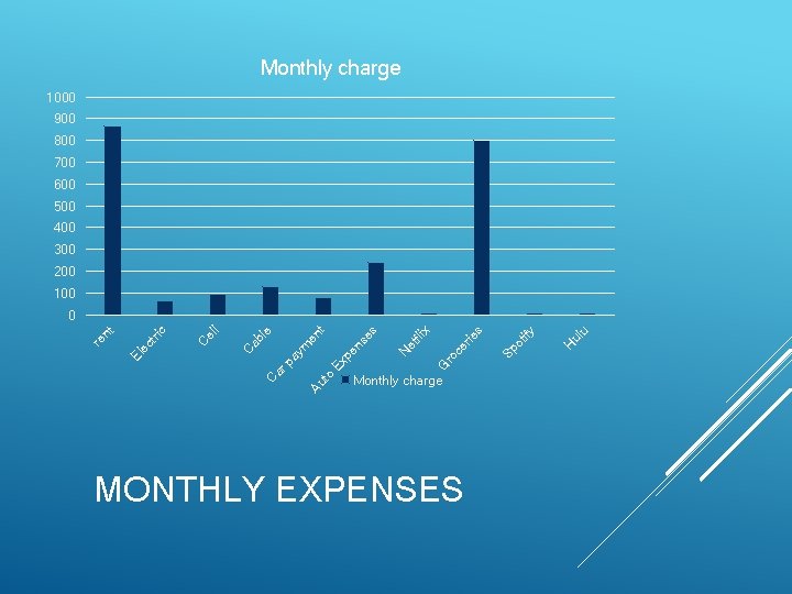 Monthly charge 1000 900 800 700 600 500 400 300 200 100 MONTHLY EXPENSES