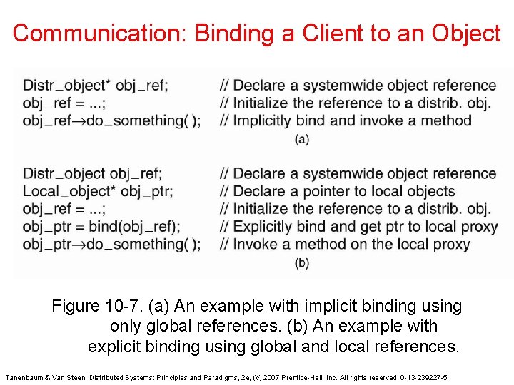 Communication: Binding a Client to an Object Figure 10 -7. (a) An example with