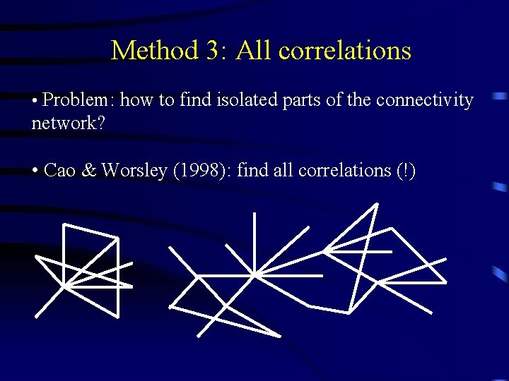 Method 3: All correlations • Problem: how to find isolated parts of the connectivity