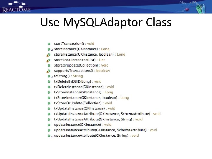 Use My. SQLAdaptor Class Use My. SQLAdaptor Class
