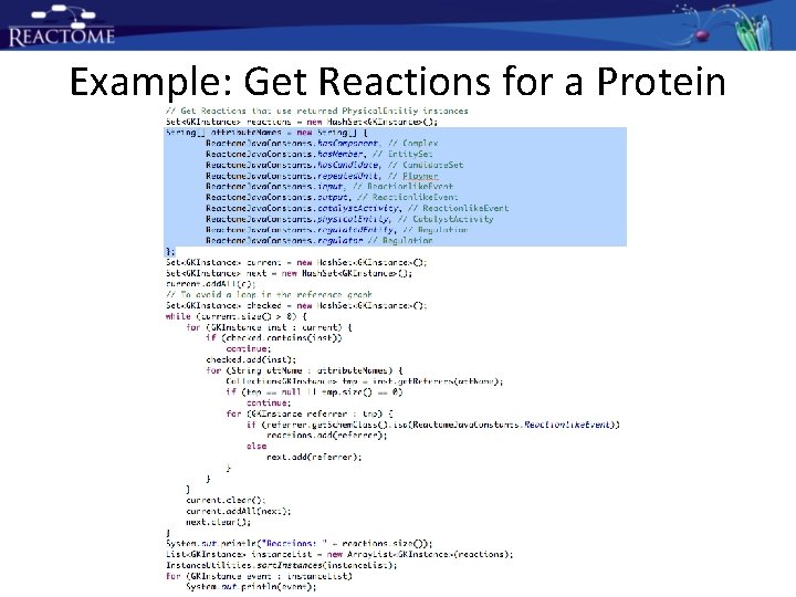 Example: Get Reactions for a Protein Example: Get Reactions for a Protein