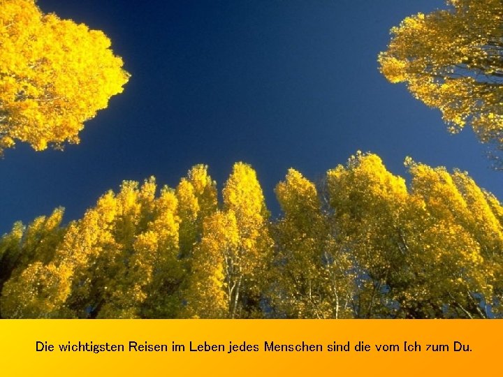 Die wichtigsten Reisen im Leben jedes Menschen sind die vom Ich zum Du. 