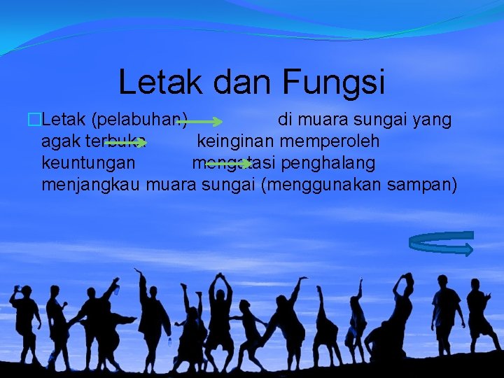 Letak dan Fungsi �Letak (pelabuhan) di muara sungai yang agak terbuka keinginan memperoleh keuntungan