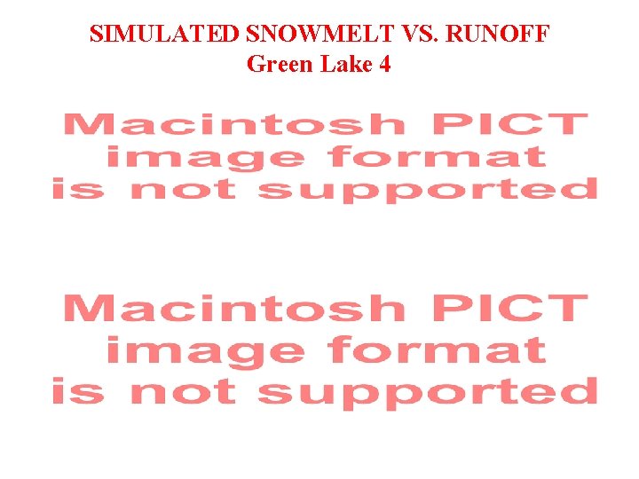 SIMULATED SNOWMELT VS. RUNOFF Green Lake 4 