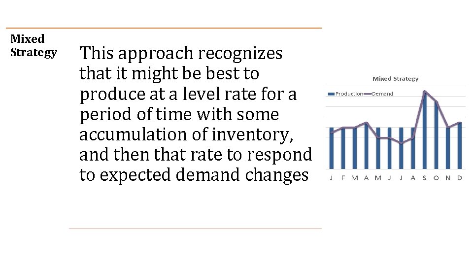 Mixed Strategy This approach recognizes that it might be best to produce at a