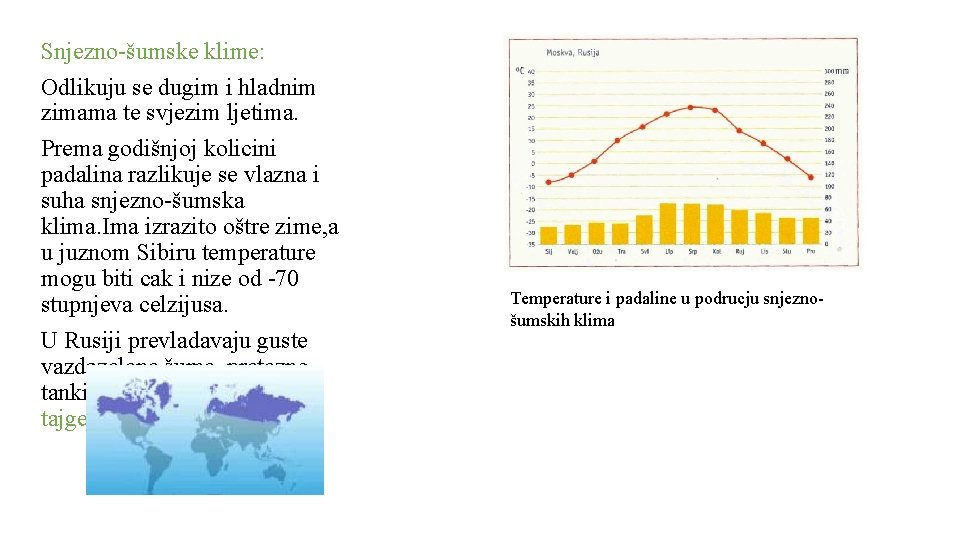 Snjezno-šumske klime: Odlikuju se dugim i hladnim zimama te svjezim ljetima. Prema godišnjoj kolicini