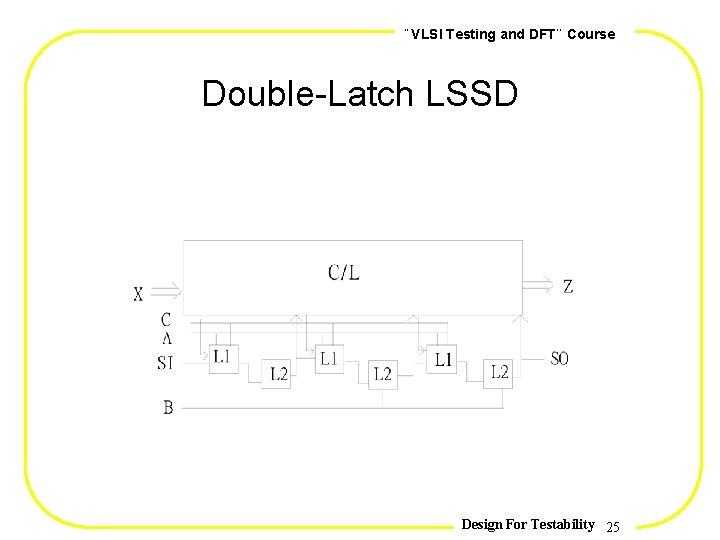 , , VLSI Testing and DFT Course Double-Latch LSSD Design For Testability 25 