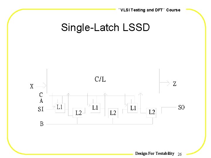 , , VLSI Testing and DFT Course Single-Latch LSSD Design For Testability 26 