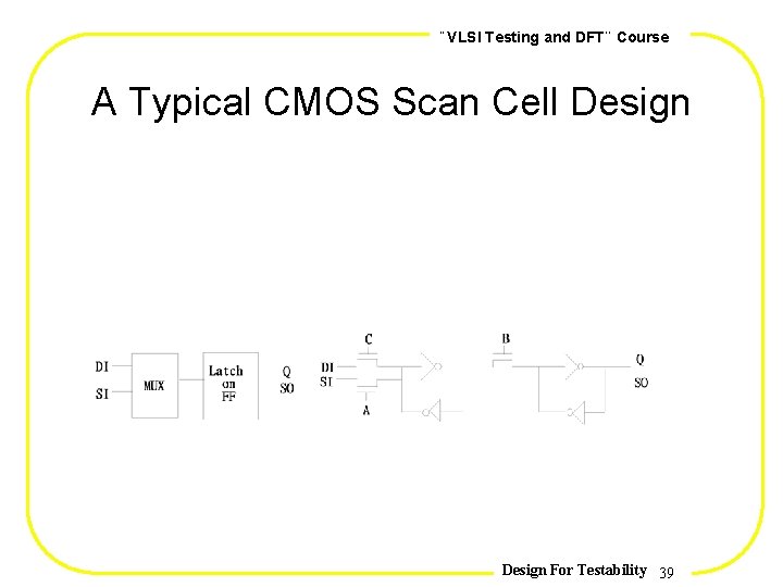 , , VLSI Testing and DFT Course A Typical CMOS Scan Cell Design For