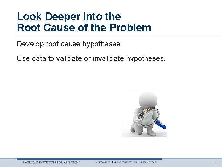 Look Deeper Into the Root Cause of the Problem Develop root cause hypotheses. Use