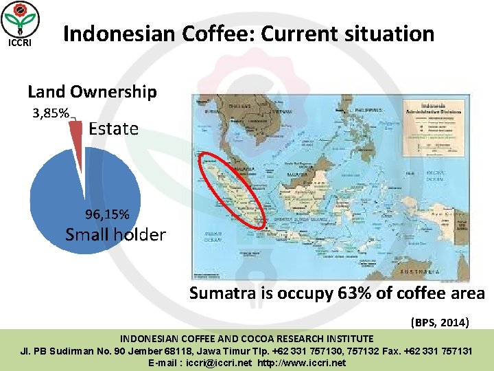 ICCRI Indonesian Coffee: Current situation Land Ownership Sumatra is occupy 63% of coffee area