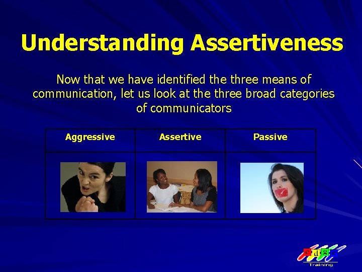 Understanding Assertiveness Now that we have identified the three means of communication, let us